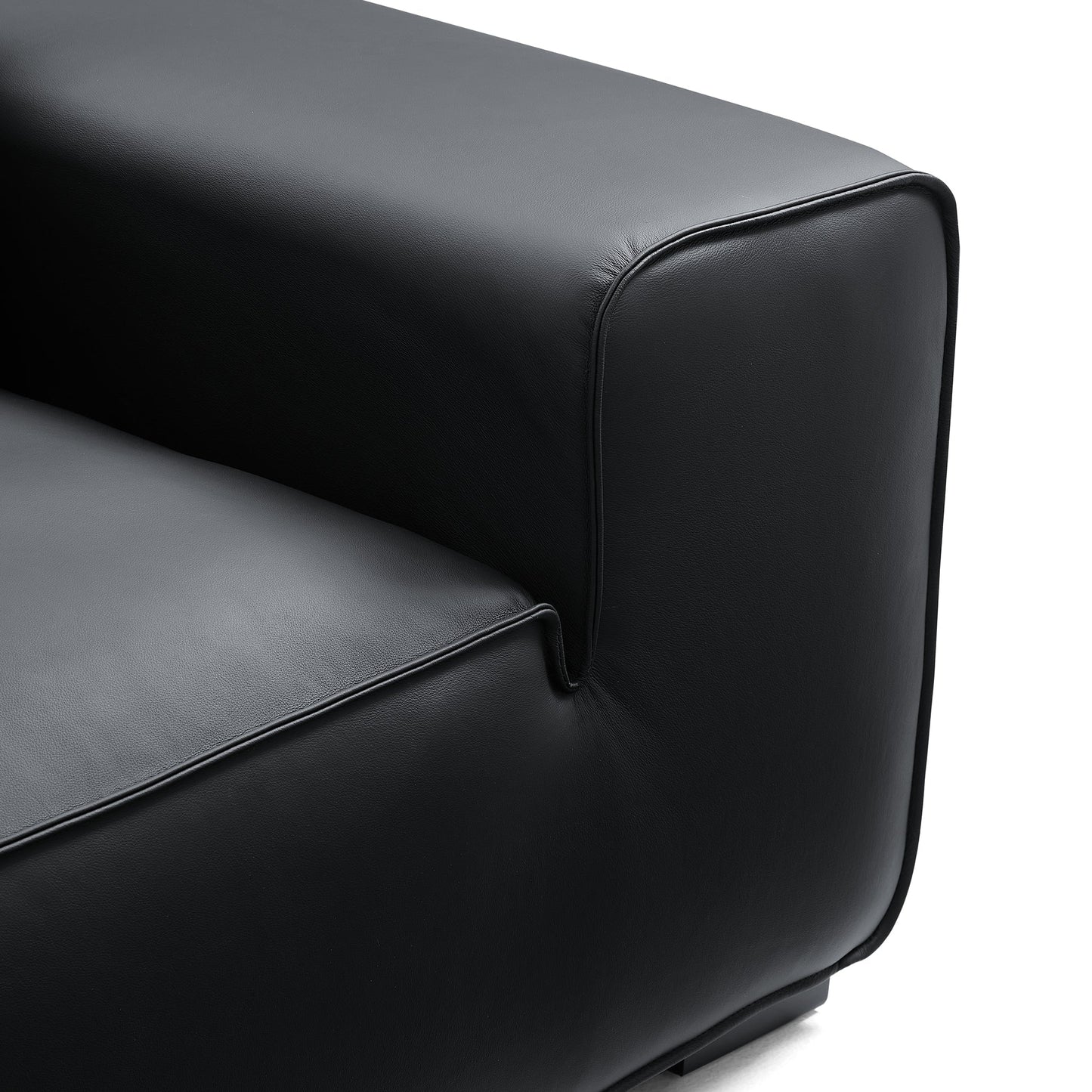 Domus Modular Black Leather Sofa-Black