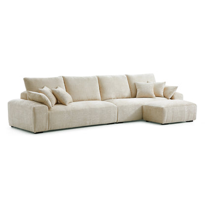 The Empress Beige Sofa and Ottoman-Beige-140.1"