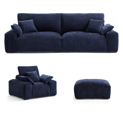 The Empress Navy Blue Sofa Set-Navy Blue-106.3"