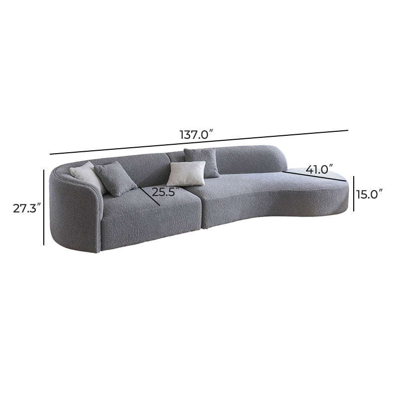 Wabi Sabi White Crescent Bay Sofa-Gray-137.0"-Facing Left