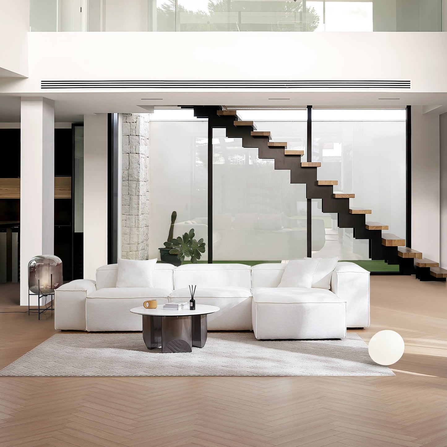 Freedom Modular Gray Sectional Sofa-White