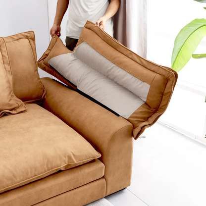Sandwich Double Chaise Sectional Camel / Air Leather
