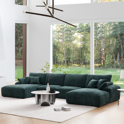 The Empress Green U Shaped Sectional-Green