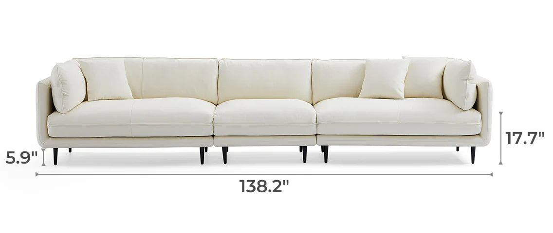 Vanilla White Leather Sofa