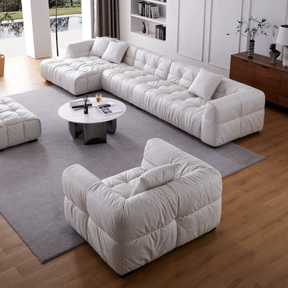 Boba Black Leathaire Sectional Set-White