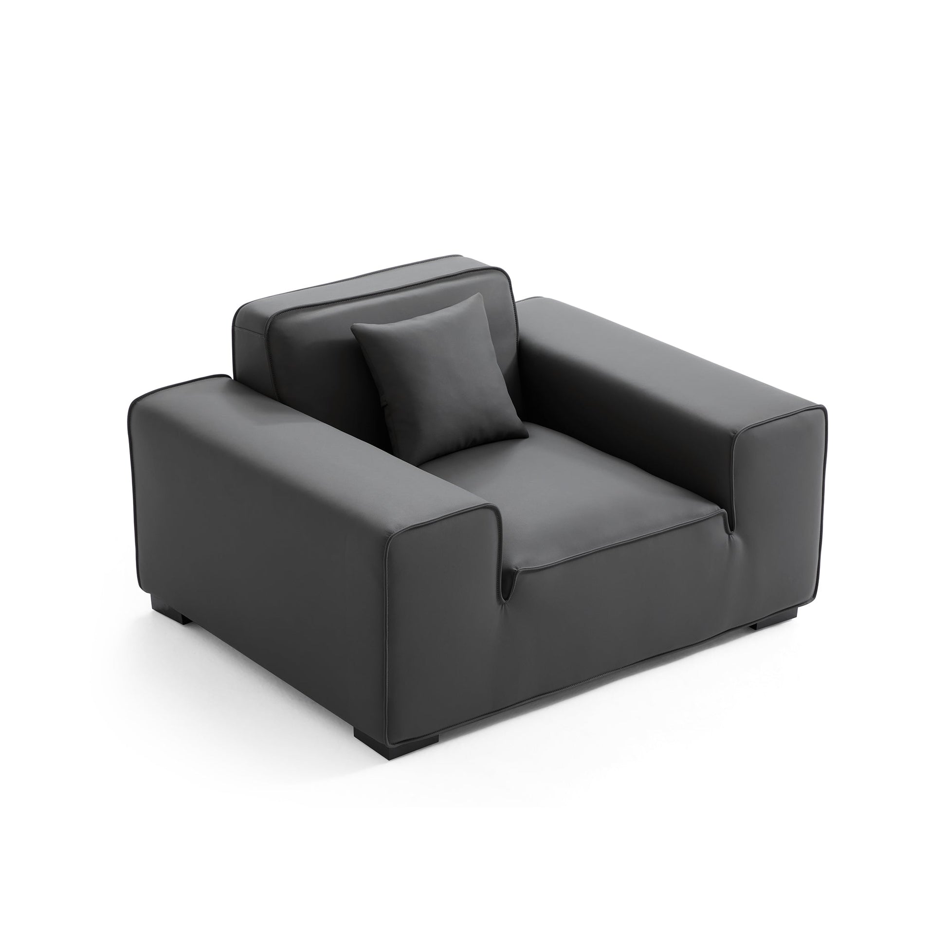 Domus Modular Khaki Leather Armchair-Dark Gray