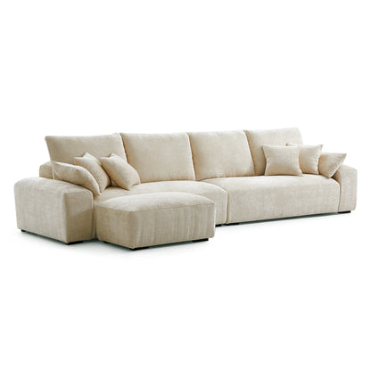 The Empress Gray Sofa and Ottoman-Beige-140.1"