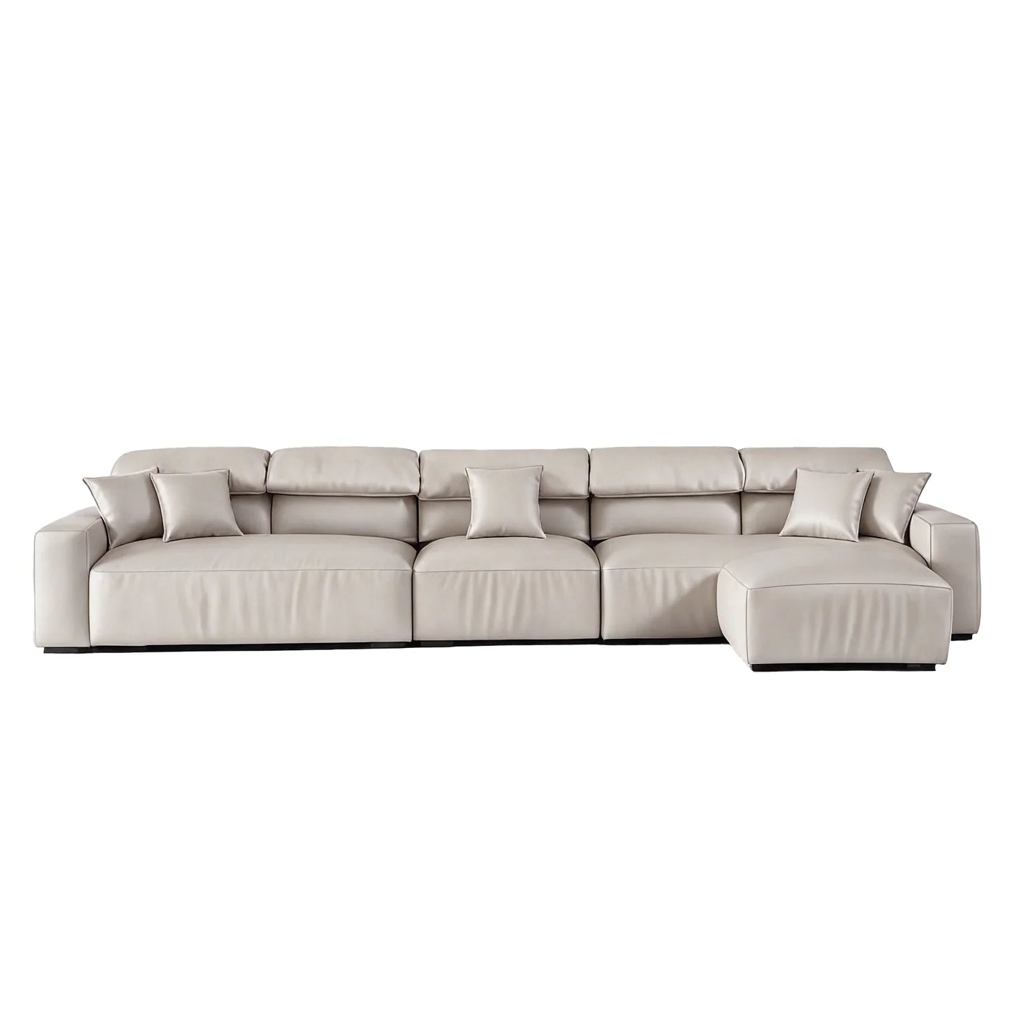 Chestnut Brown Leather Sofa and Ottoman