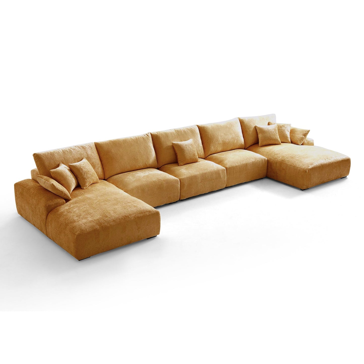 The Empress Navy Blue U Shaped Sectional-Yellow-196.9"