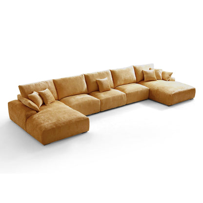 The Empress Navy Blue U Shaped Sectional-Yellow-196.9"