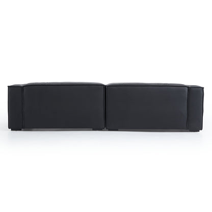 Luxury Minimalist Dark Brown Leather Daybed Sofa-Black
