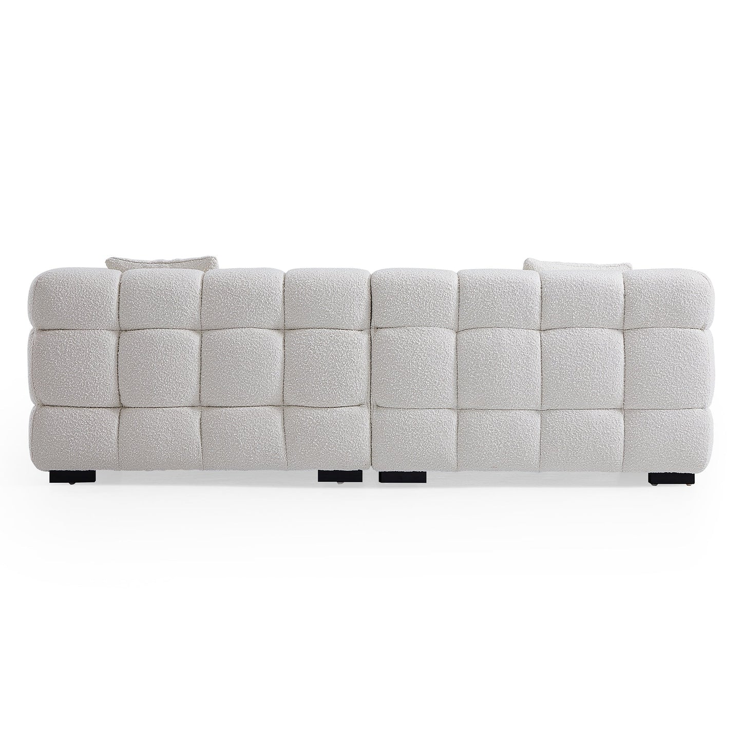 Cushy Cream Boucle Fabric Tufted Sofa-White