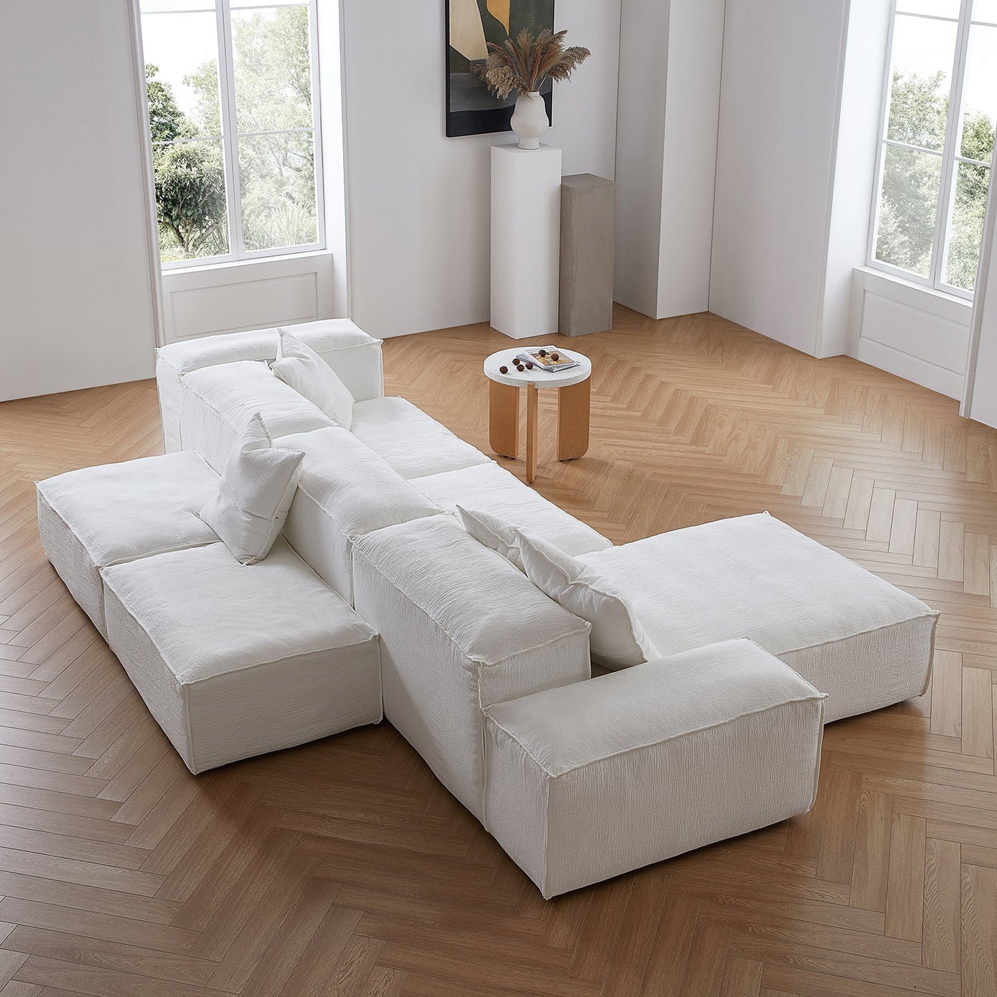Freedom Modular White Double Sided Sectional Sofa-White