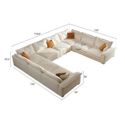 Sandwich U-Shaped Sectional Set / Air Leather