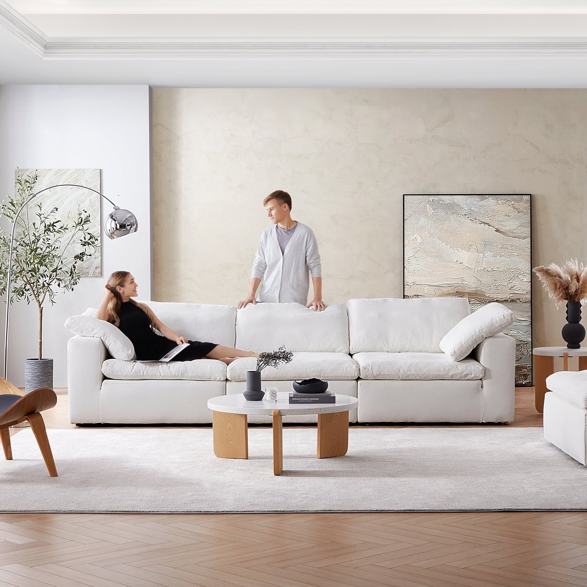 Tender Wabi Sabi Light Gray Sofa-White