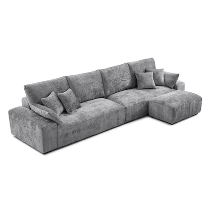 The Empress Beige Sofa and Ottoman-Gray-140.1"