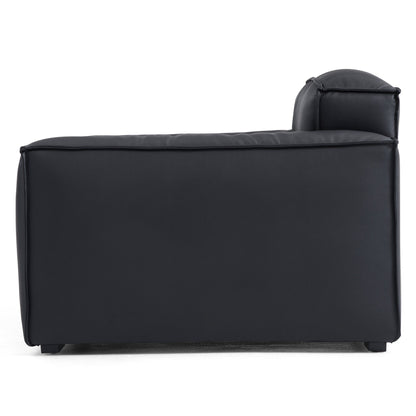 Luxury Minimalist Black Leather Armchair-Black