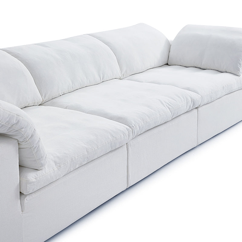 Tender Wabi Sabi Beige Sofa and Regular Ottoman-White