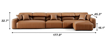 Chestnut Brown Leather Sofa and Ottoman