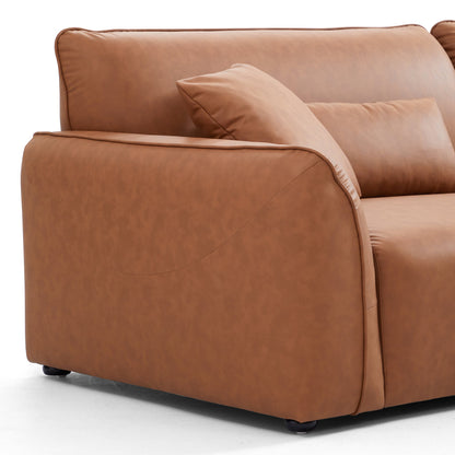 Milano Moda Minimalist Brown Corner Sofa-Brown