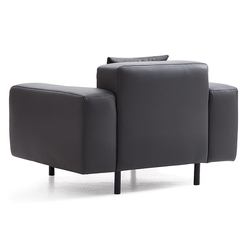 Noble Beige Leather Armchair-Dark Gray