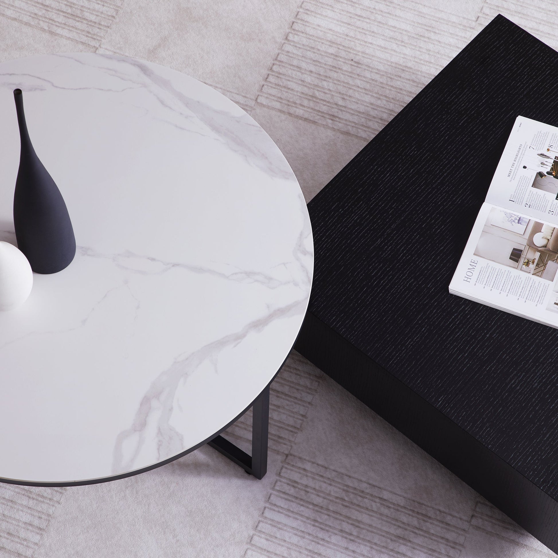 Clarence Round & Square Coffee Table Set-31.5″ & 27.6″