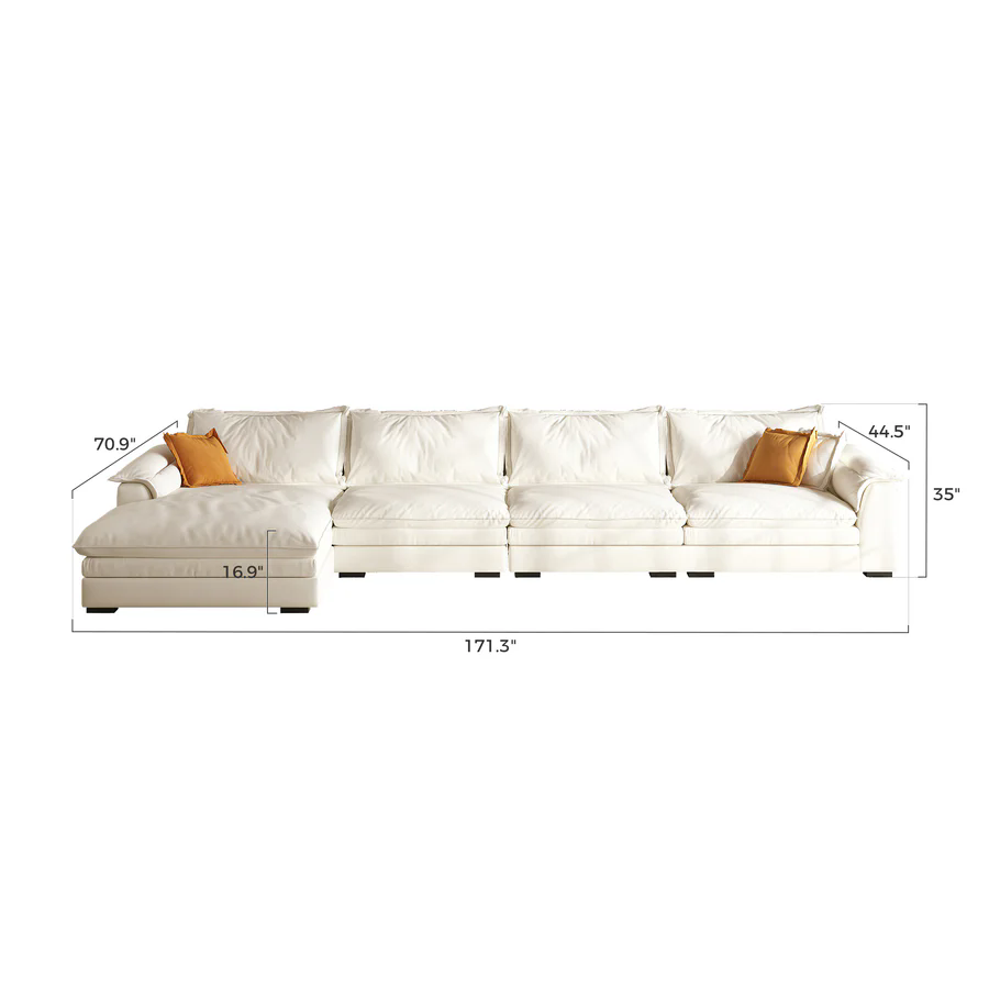 Sandwich Sectional with Chaise / Air Leather