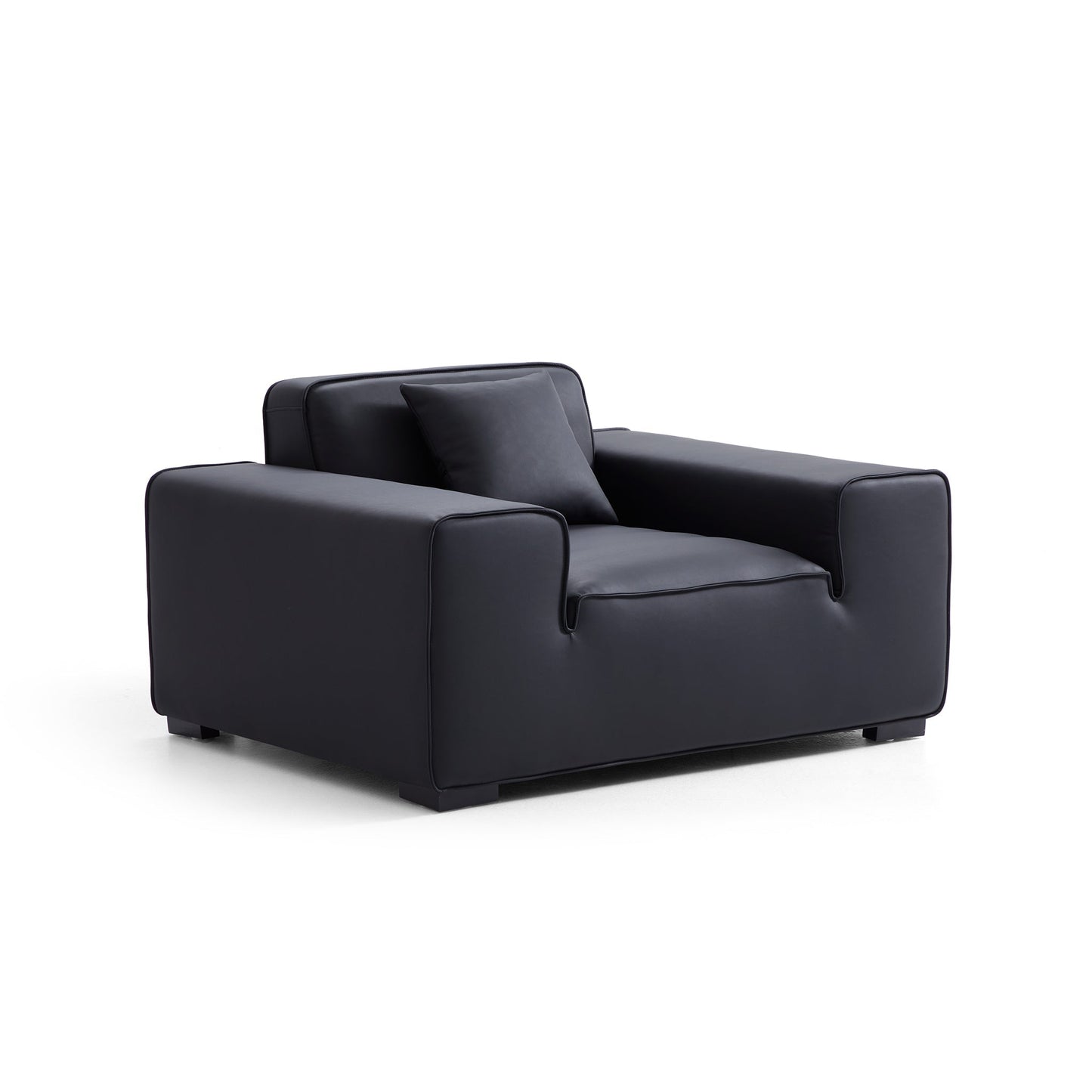 Domus Modular Khaki Leather Armchair-Black