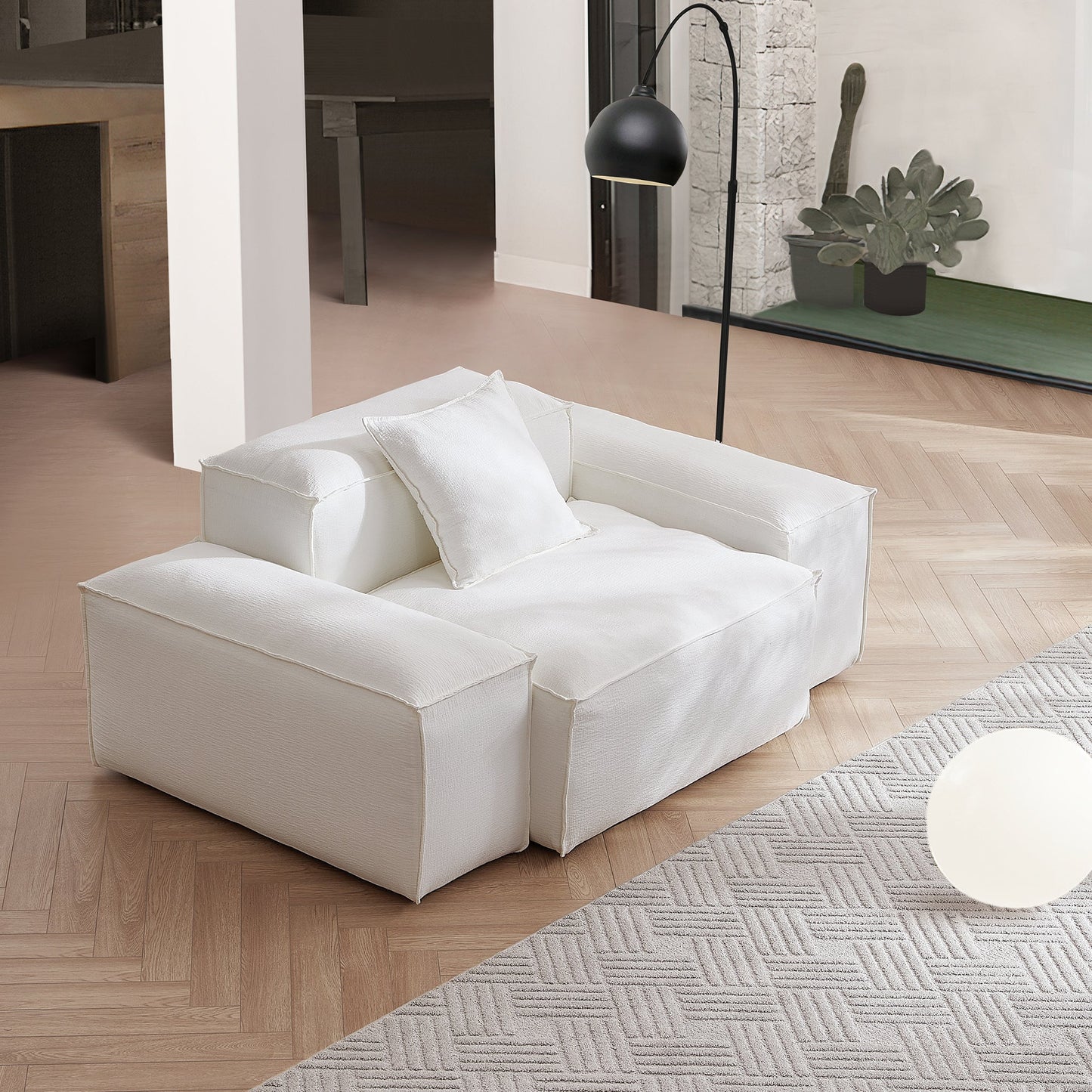 Freedom Modular White Accent Armchair-White
