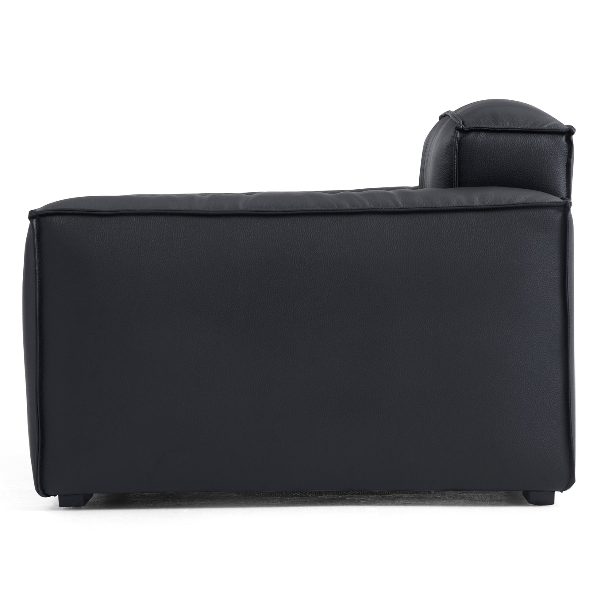Luxury Minimalist Dark Brown Leather Armchair-Black