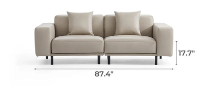 Noble Beige Leather Sofa and Ottoman