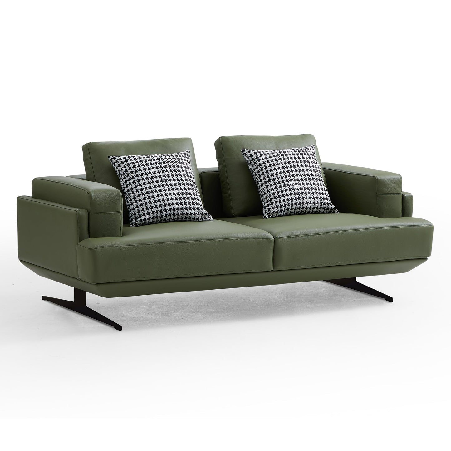 Olivia Green Top Grain Genuine Leather Sofa Set-Green
