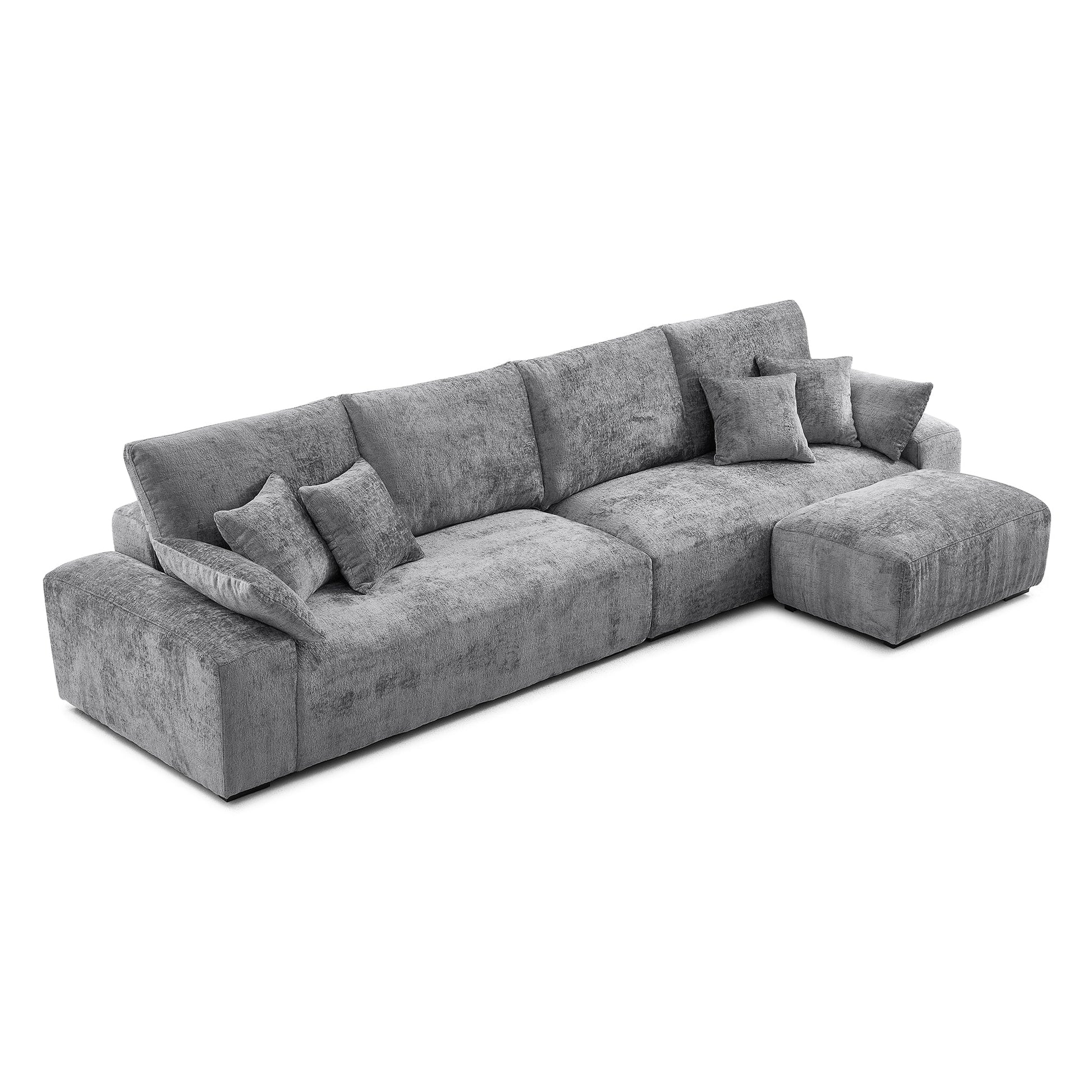 The Empress Gray Sofa and Ottoman-Gray-140.1"