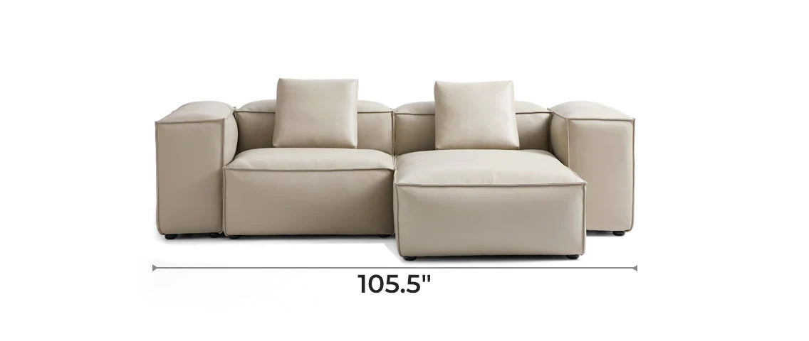 Cube Modular Beige Genuine Leather Sectional