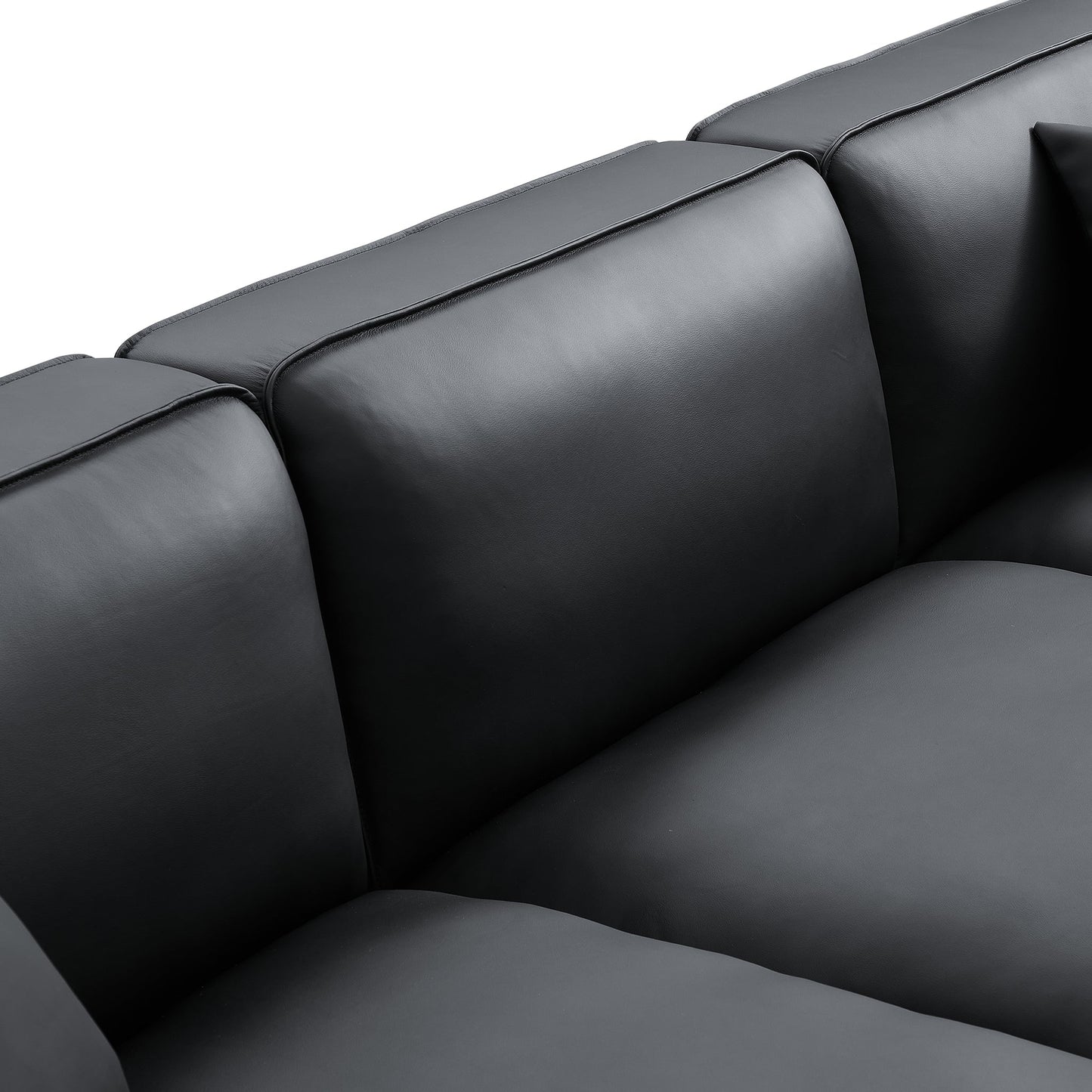 Domus Modular Dark Gray Leather Sectional Sofa-Black