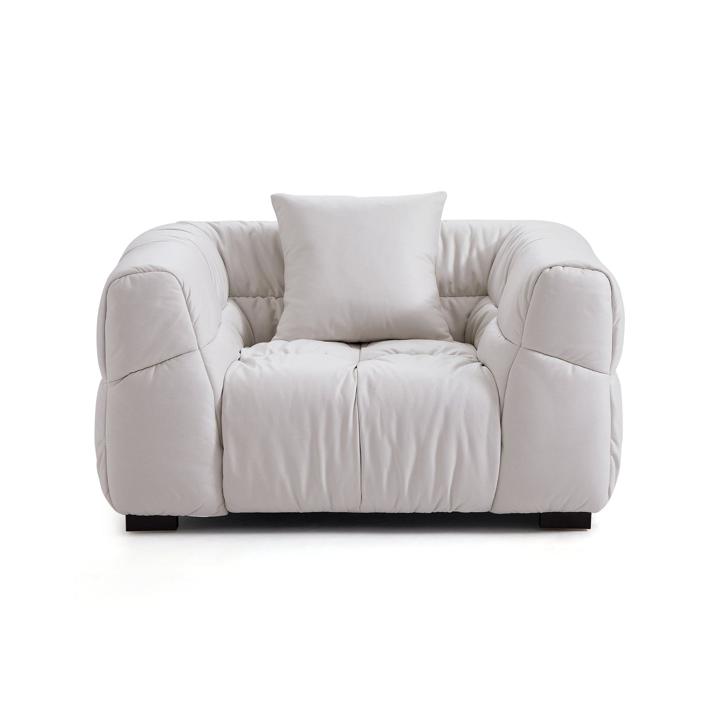 Boba Cream Leathaire Armchair-hidden