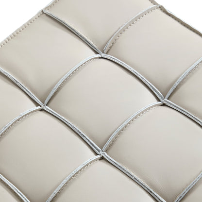 Monarch Leather Tufted Cube Pouf-Beige