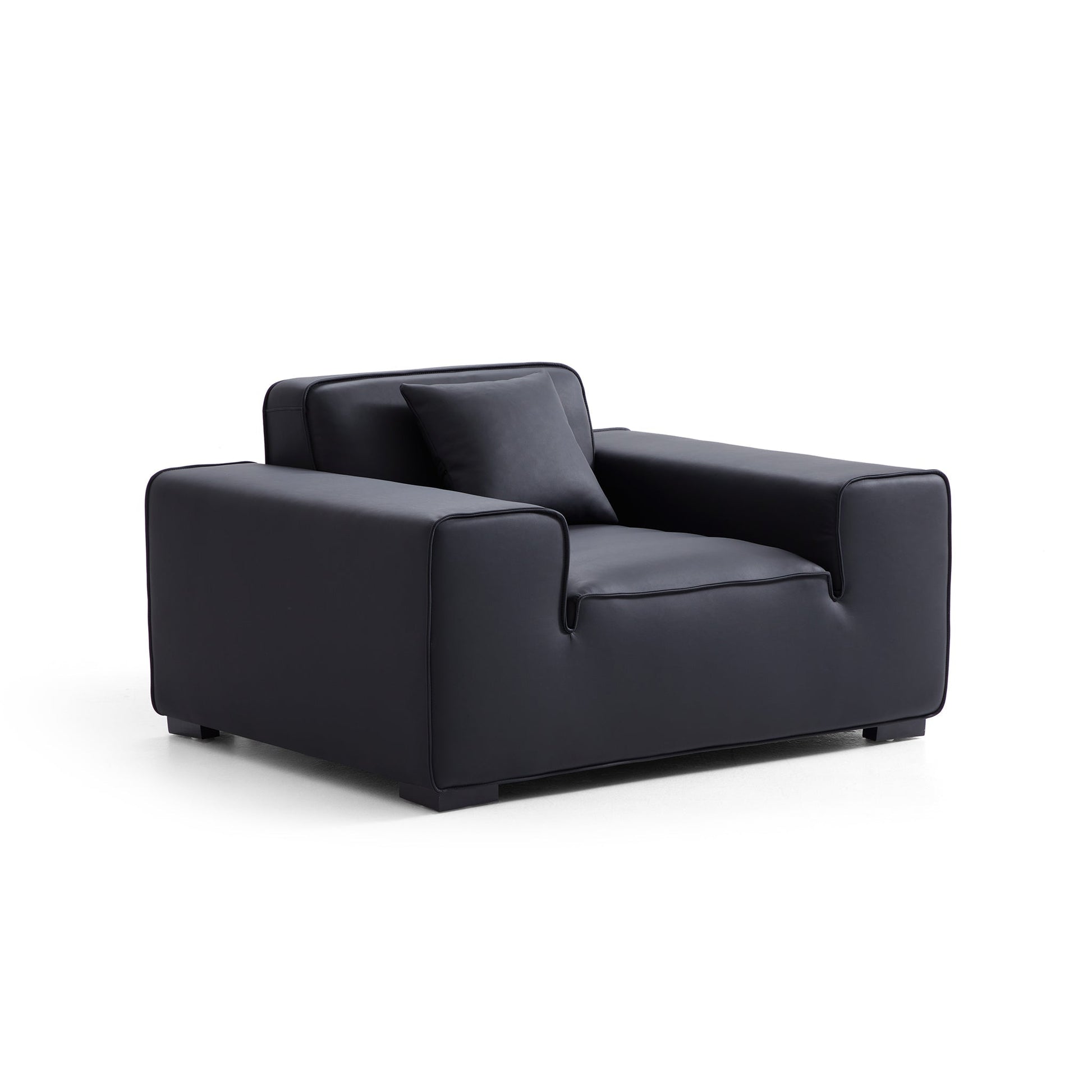 Domus Modular Khaki Leather Armchair-Black