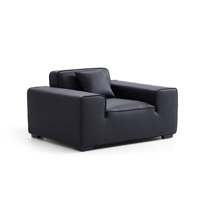 Domus Modular Khaki Leather Armchair-Black