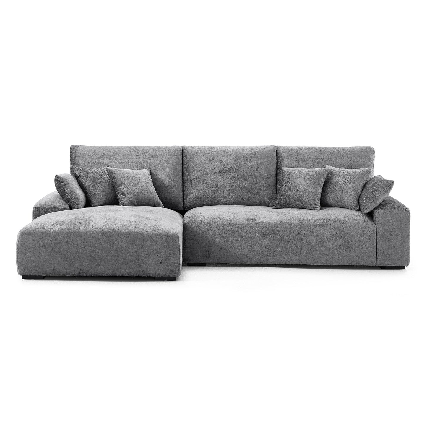 The Empress Camel Sectional-Gray-115.4"-Facing Left