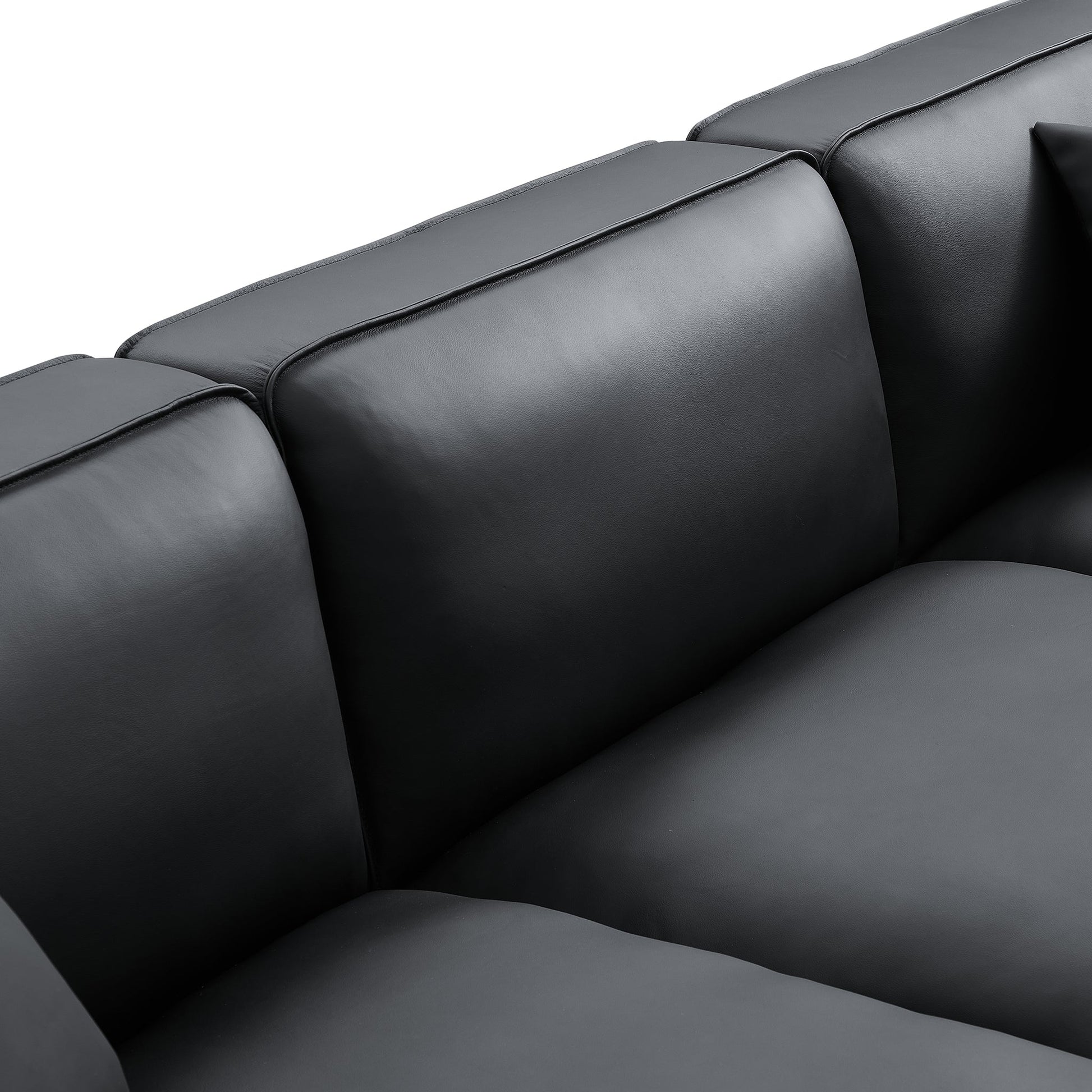 Domus Modular Beige Leather Double Chaise Sectional-Black