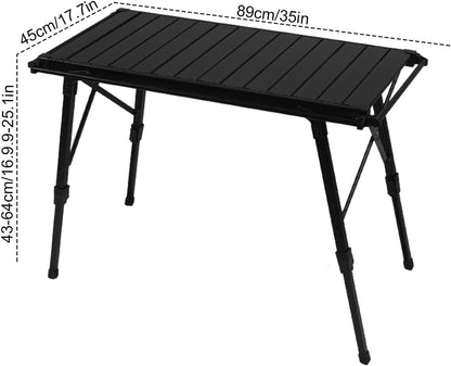 Folding Table - Beach Picnic Rack, Adjustable Height Camping Tables | Portable Folding Counter, Camp Desk with Aluminum Legs, for Outdoor Hiking Fun Home, 18x12.5x55cm