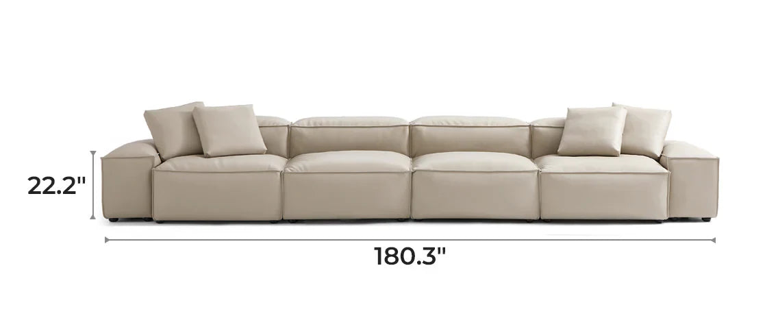 Cube Modular Beige Genuine Leather Sofa