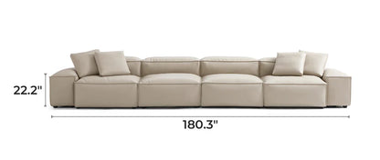 Cube Modular Beige Genuine Leather Sofa