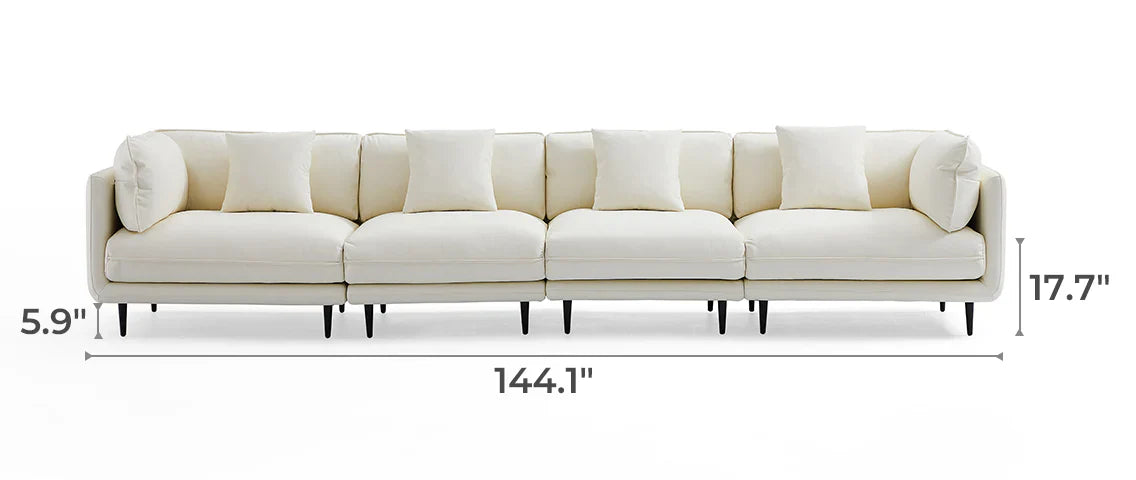 Vanilla White Leather Sofa