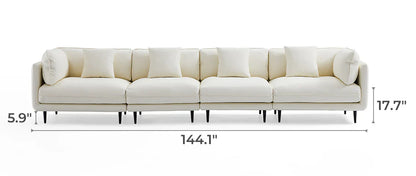 Vanilla White Leather Sofa