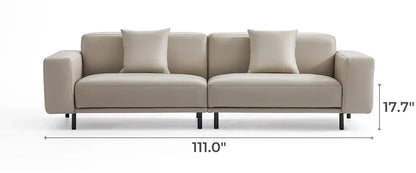 Noble Beige Leather Sofa Set