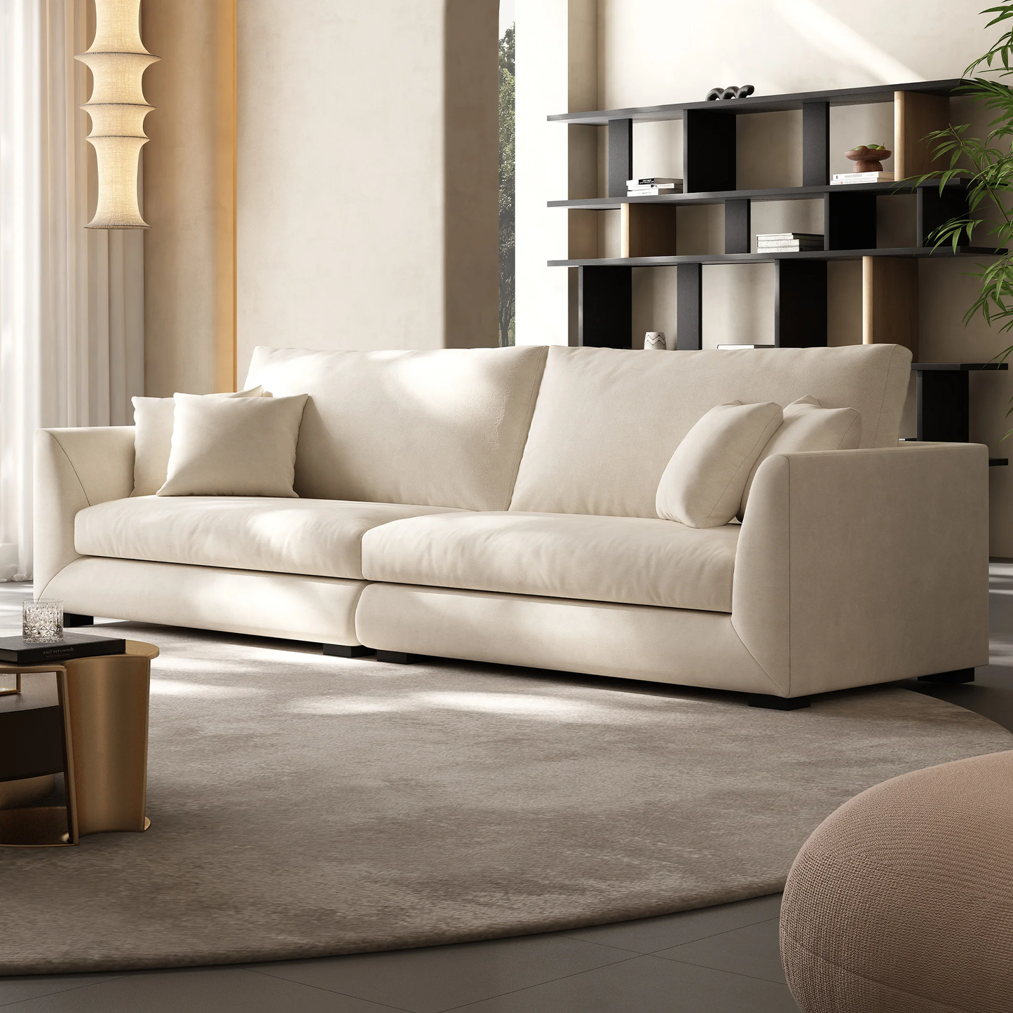 Aalto Boutique Beige Feathers Loveseat / Beige