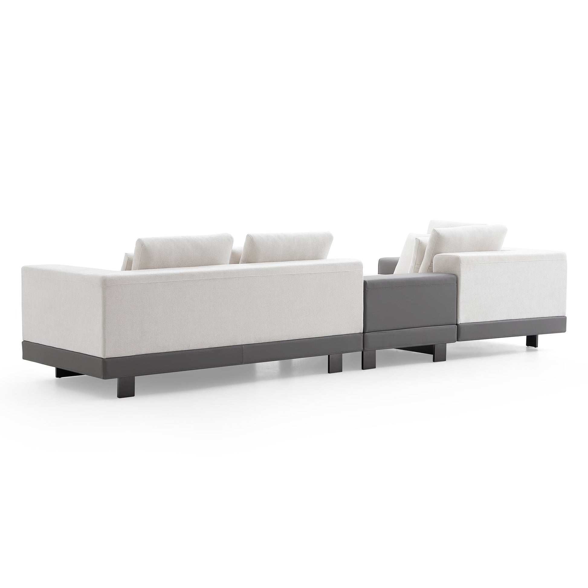 Connery Minimalist White Sectional-White-147.0″-Facing Left