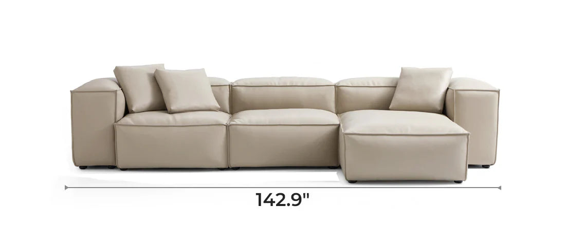 Cube Modular Beige Genuine Leather Sectional